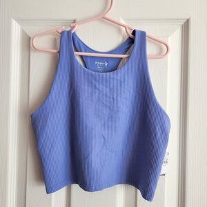 Old Navy Active Powersoft Ribbed Racerback Sports Crop Tank Top L Purple Go-Dry